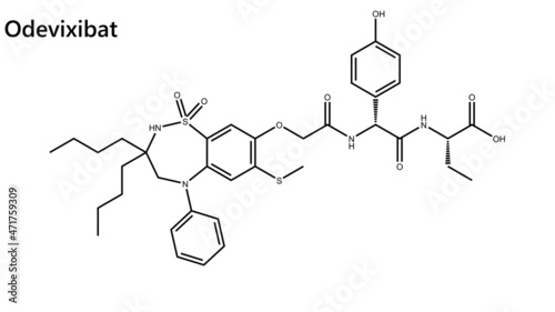 Odevixibat, sold under the trade name Bylvay, is a medication for the treatment of progressive familial intrahepatic cholestasis. photo