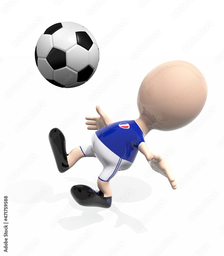 3d France player and a soccer ball 3d France player and a soccer ball