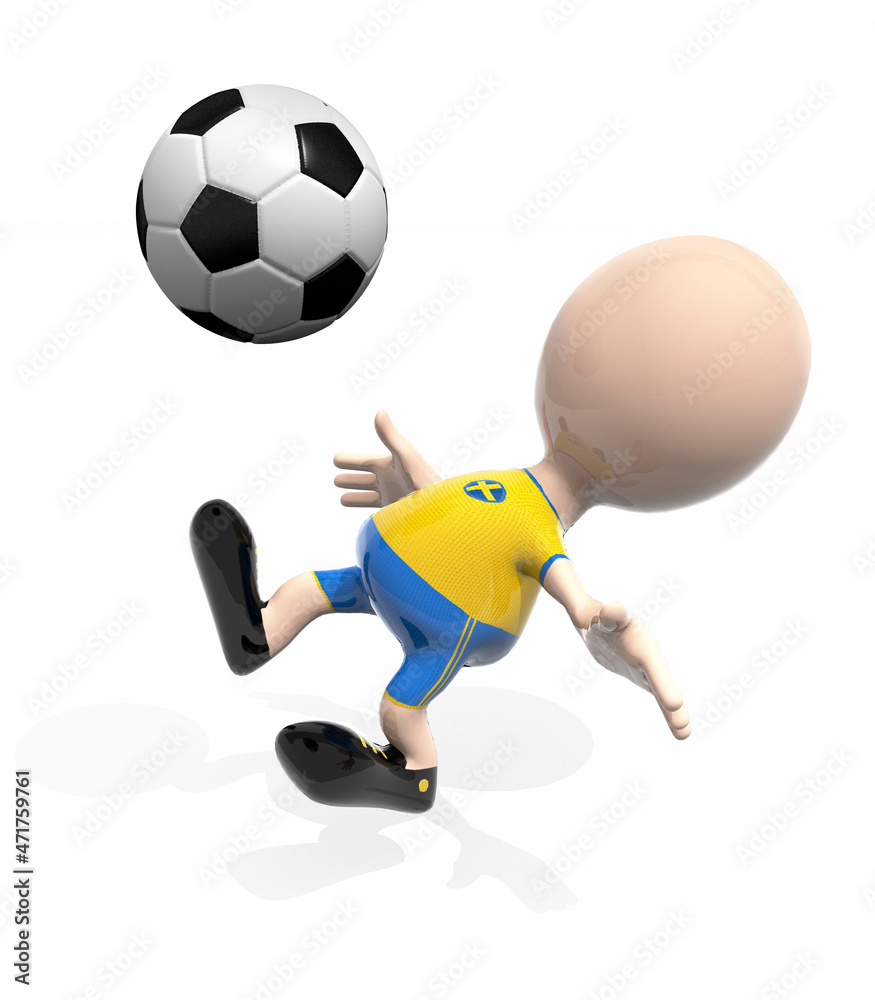 3d Sweden player and a soccer ball 