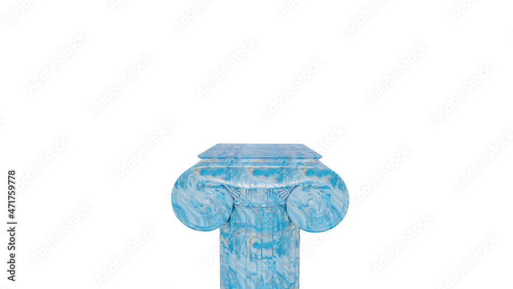 Greek column pillar colorful marble ionic style 3D illustration Greek column pillar colorful marble ionic style 3D illustration