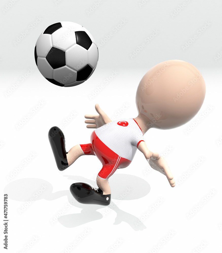 3d Turkey player and a soccer ball 3d Turkey player and a soccer ball