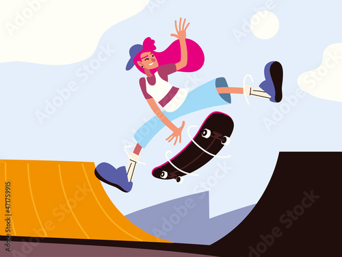 girl riding a skateboard