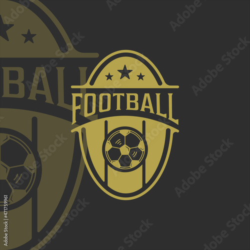 football or soccer logo vintage vector illustration template icon graphic design. sport retro gold emblem with badge and typography