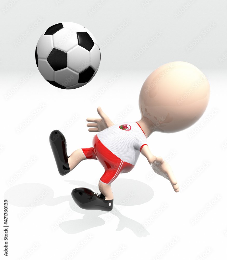 3d Wales player and a soccer ball 3d Wales player and a soccer ball