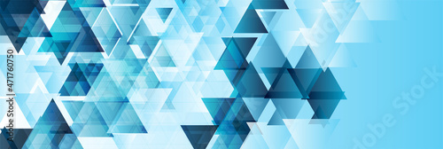 Blue glossy triangles abstract technology background. Geometric vector design