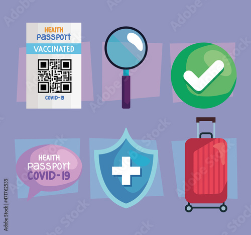six covid19 health passport icons