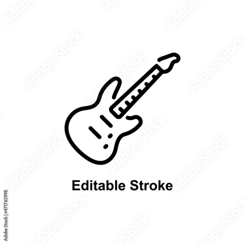 electric guitar icon designed in outline style in musical instrument icon theme