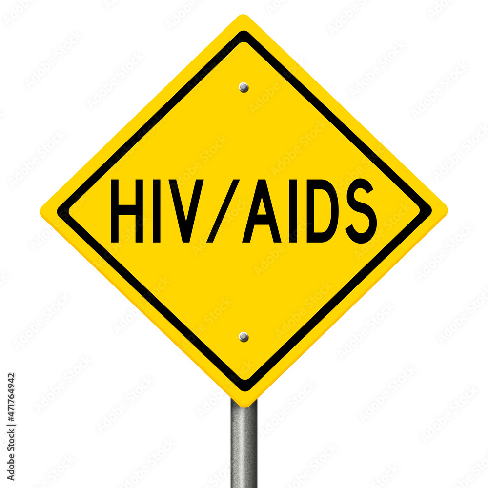 Rendered yellow highway sign with a disease warning Rendered yellow highway sign with a disease warning