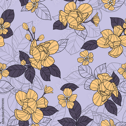 flower design - seamless vector repeat pattern  use it for wrappings  fabric  packaging and other print and design projects