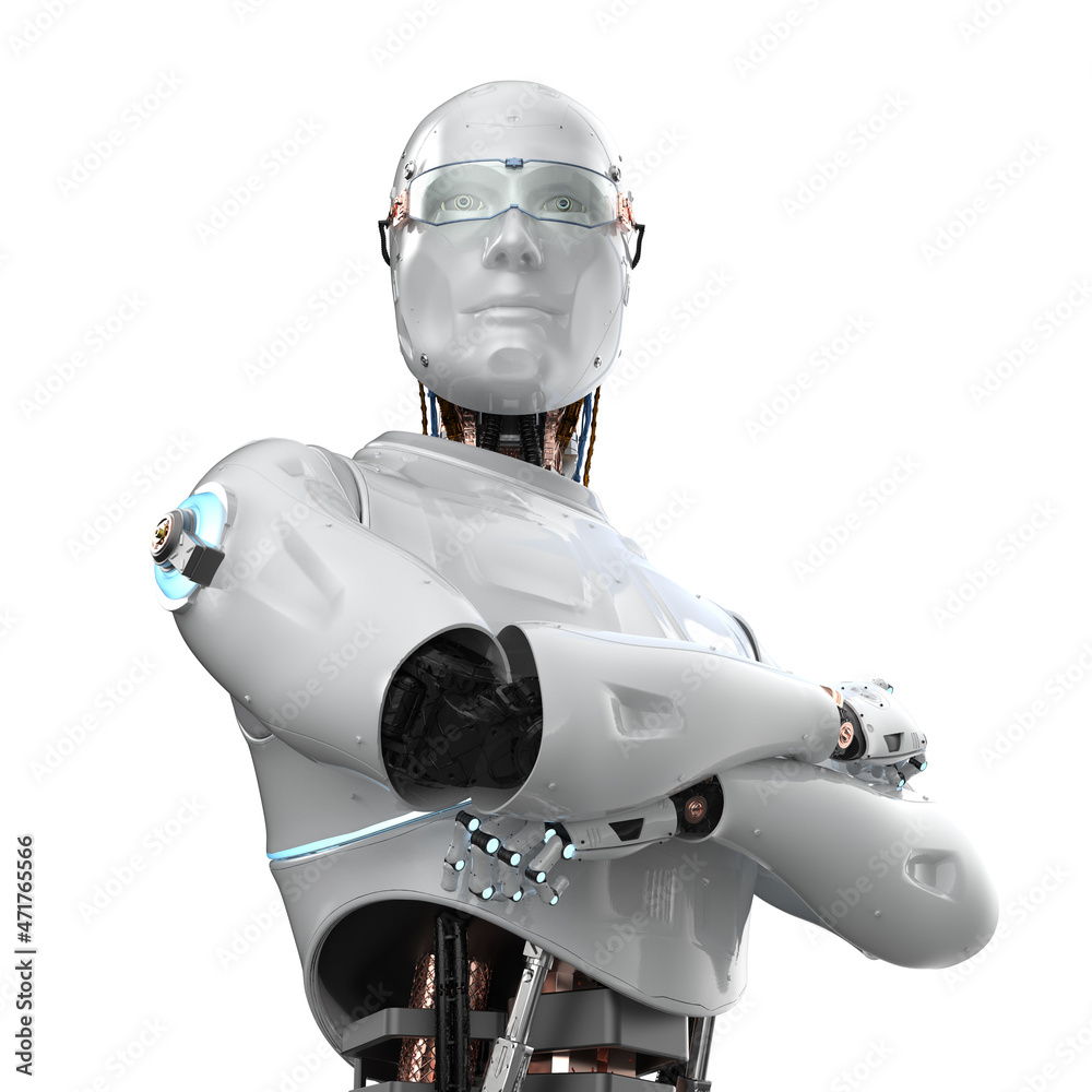portrait robot or cyborg arm crossed portrait robot or cyborg arm crossed
