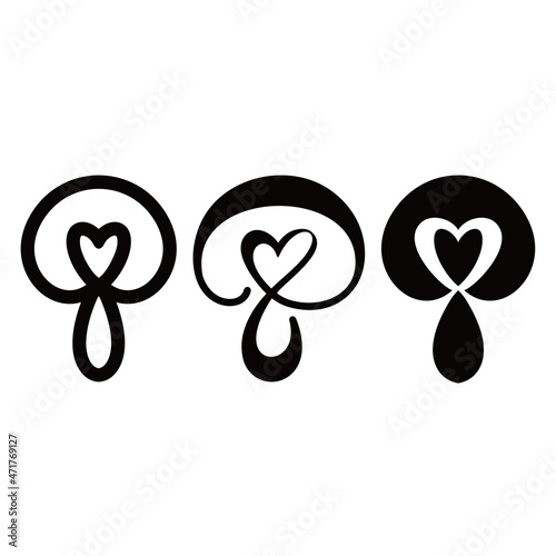 mushroom heart logo icon vector