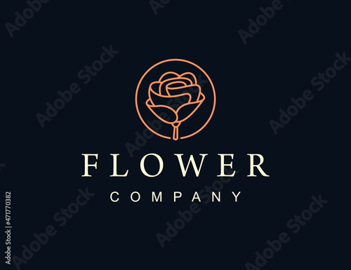 Luxury flower monoline logo design