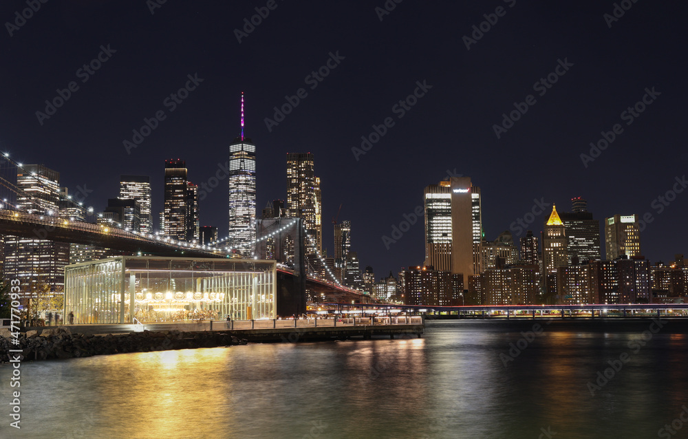 Brooklyn Bridge Park with the Manhattan skyline in the distance