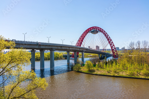 Zhivopisny suspension bridge landscape in Moscow, Russia