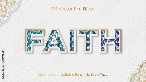 Islamic Arabic style colorful editable font text effect with Moroccan pattern 