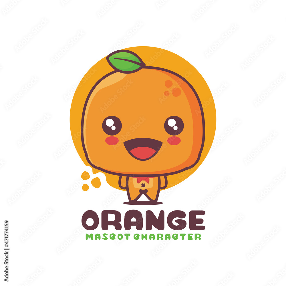 Obraz premium orange fruit cartoon mascot illustration. suitable for, logos, prints, labels, stickers