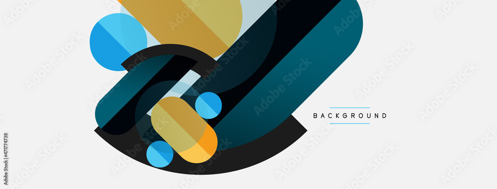 Geometric shapes composition abstract background. Circles lines and rectangles. Vector illustration for wallpaper banner background or landing page Geometric shapes composition abstract background. Circles lines and rectangles. Vector illustration for wallpaper banner background or landing page