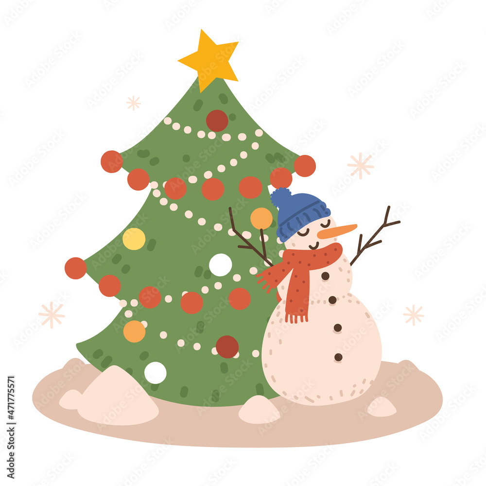 christmas snowman and tree christmas snowman and tree