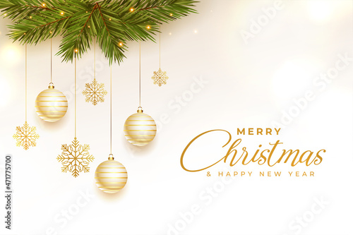 elegant christmas greeting with realistic decoration