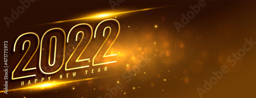 shiny golden 2022 happy new year wishes banner