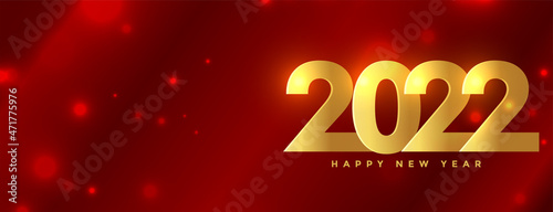 premium 2022 happy new year golden text on red shiny background