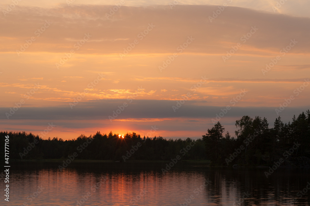sunset with clouds in summer