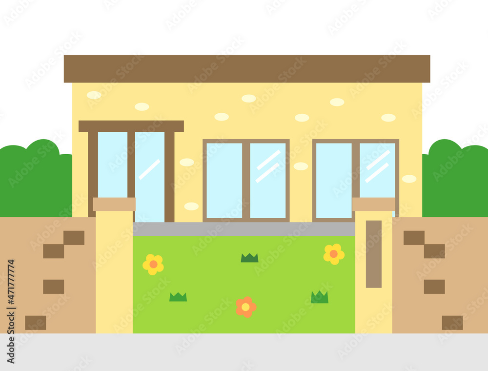 保育園や幼稚園をイメージした建物のイラスト 保育園や幼稚園をイメージした建物のイラスト