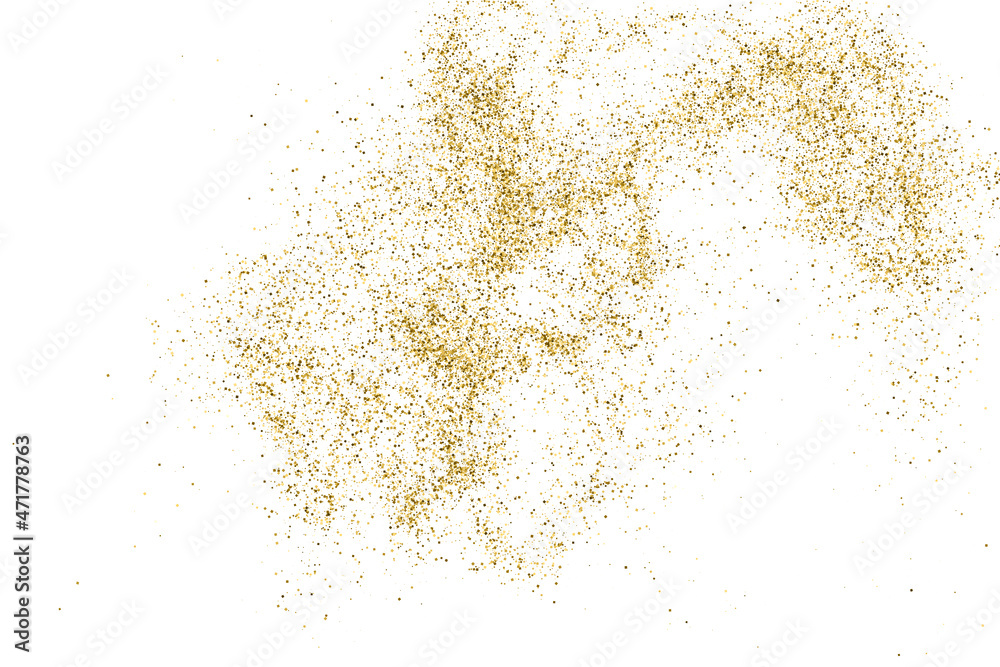 Gold Glitter Texture Isolated On White. Goldish Color Sequins. Celebratory Background. Golden Explosion Of Confetti. Vector Illustration, Eps 10.
