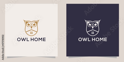 owl with home logo template