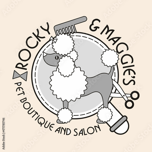 Pet boutique and salon illustration logo design