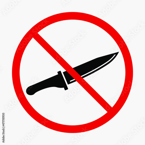 No knife sign. Knives not allowed vector icon isolated on white background.