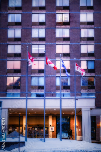 High rise building of Montreal in winter photo