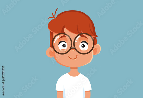 Little Boy Wearing Glasses Vector Cartoon Illustration