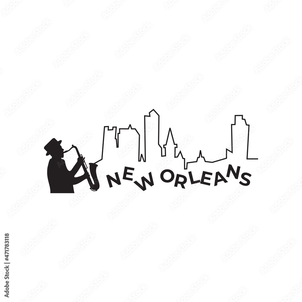 New Orlean saxophone player logo design