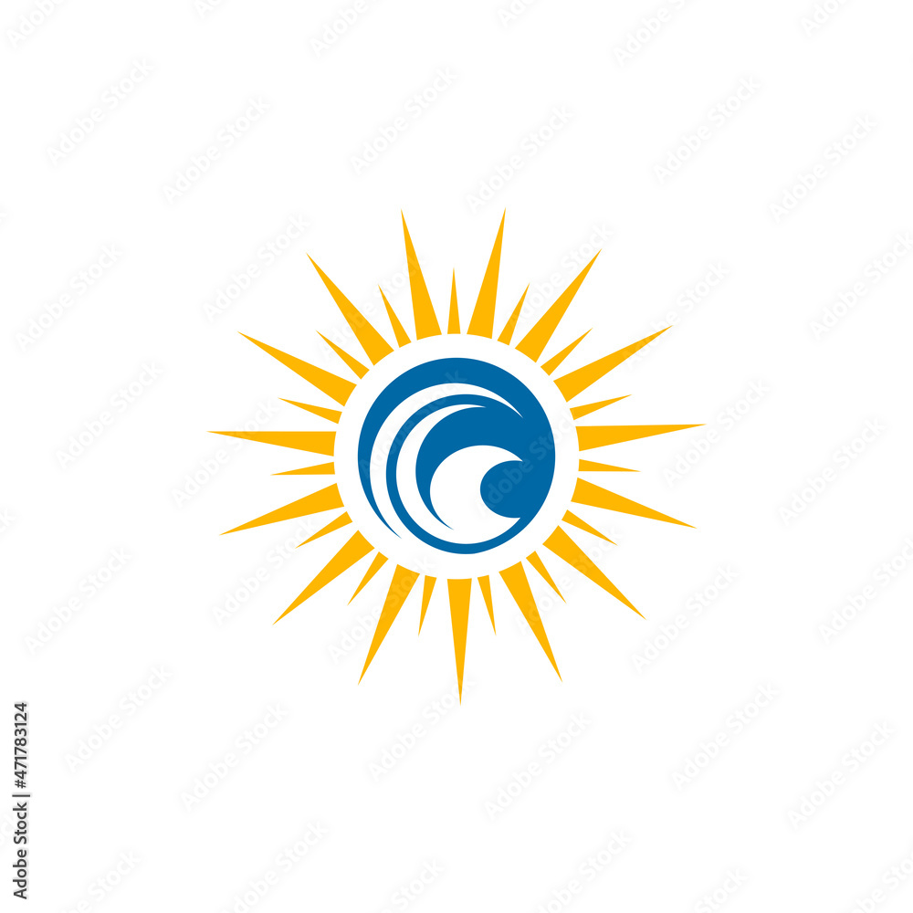 Fototapeta premium Sun and wave logo design