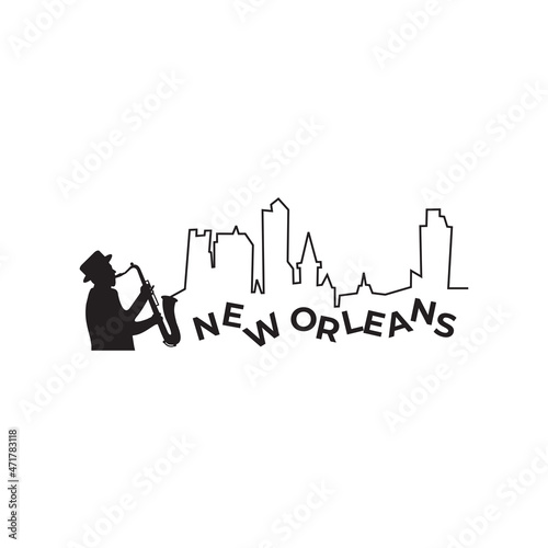 New Orlean saxophone player logo design