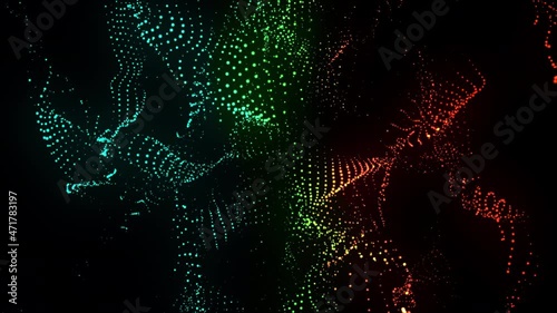 Computer generated spiral organic form from flow particles. 3d rendering of gaseous excellent background