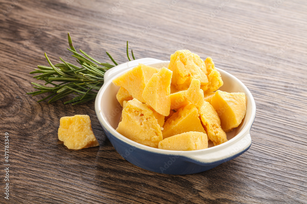 Pieces of delicous parmesan cheese Pieces of delicous parmesan cheese