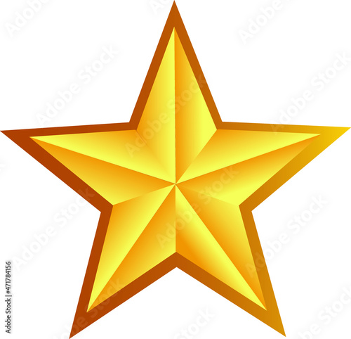 Golden christmas star isolated on white background. Realistic vector icon. 