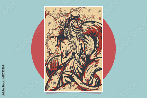 Japanese samurai theme poster design template