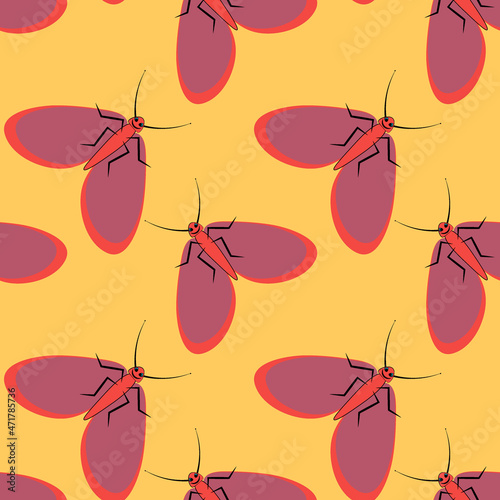 Illustration on a square background - stylized moths - graphics. Summer, insects, unbearable ease of life