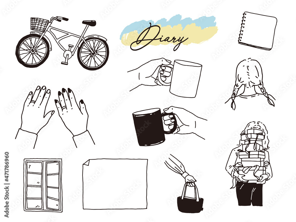 白黒 モノトーン 線画のイラスト 手書き オシャレ 雑誌 カフェ ファッション インテリア 自転車 Illustrations Of Black And White Monotone And Line Drawings Handwritten Cafe Fashion Interior Decoration Bicycle Stock Vector Adobe Stock