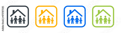 Family home icon set.