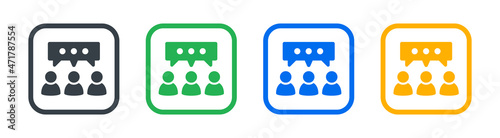 Meeting icon. Group conversation icon vector illustration.