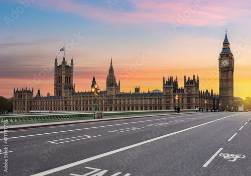 Big Ben and Houses of Parliament from Westminster bridge  London  UK
