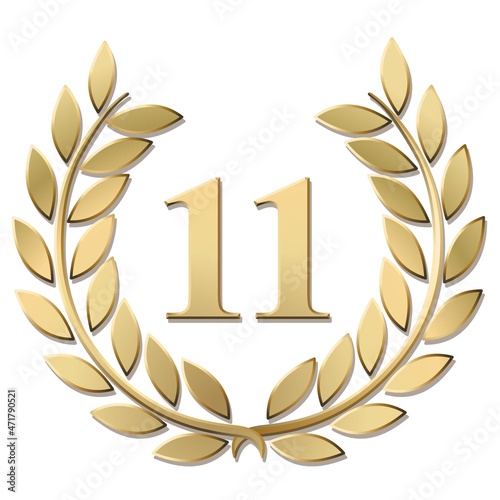 3D gold laurel wreath 11 vector isolated on a white background	