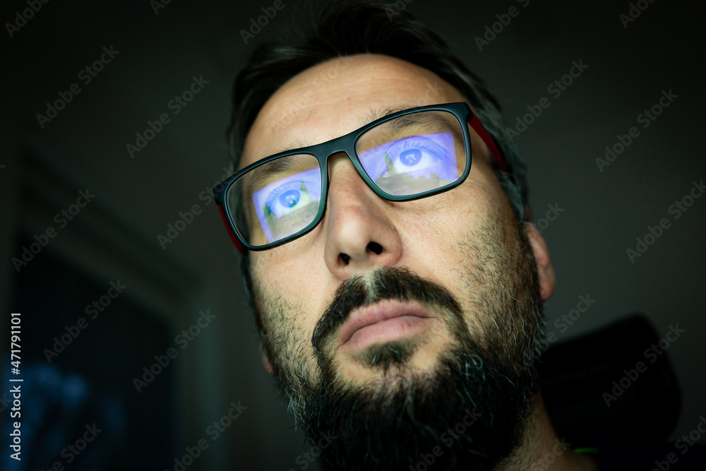 Crypto trader investor analyst looking at computer screen analyzing financial graph data on pc monitor, thinking of online stock exchange market 