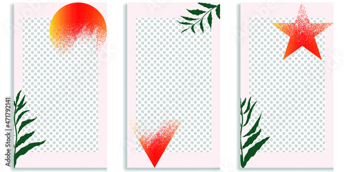Social media editable covers with grainy effects .Grunge design . Contemporary style . Post frame stories templates. Layout for promotion .Media banner .Vector
