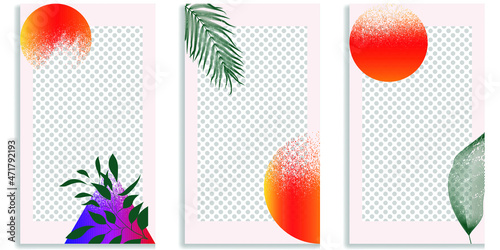 Social media editable covers with grainy effects .Grunge design . Contemporary style . Post frame stories templates. Layout for promotion .Media banner .Vector