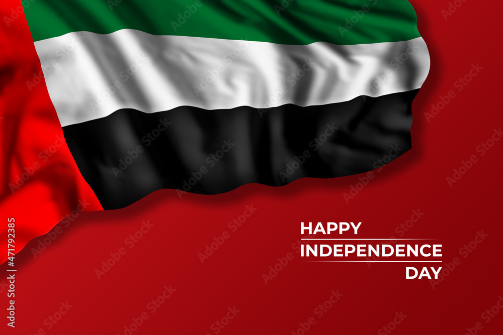 United Arab Emirates Union day card with flag United Arab Emirates Union day card with flag